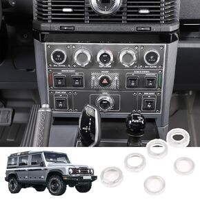 Car Air Conditioner Switch Button Knob Cover Compatible with Ineos Grenadier 2020-2024 Aluminum Alloy AC Button Trims Car Interior Accessories Center Console Knob Trim 6PCS (Silver)