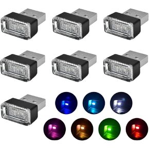 7 PCS USB-LED Car Interior Atmosphere Lamp, Night Led Decoration Mini USB Light, Car Ambient Light Car Interior Accessories LED Light Rechargeable for Car Laptop Night Light Decor (7Colors)