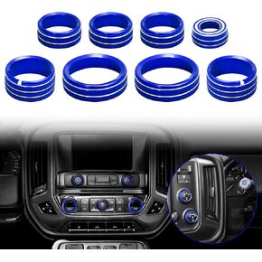 مقابض راديو التيار المتردد لوحدة التحكم المركزية زر تبديل غطاء مقبض مفتاح مكيف الهواء مناسب لسيارة تشيفي سيلفرادو جي إم سي سييرا 2014-2018، سبائك الألومنيوم، 8 قطع (أحمر) in Kuwait