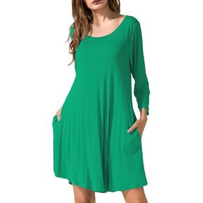 JollieLovin Women 3/4 Sleeve Plus Size Casual Fall Dresses 2024 Crew Neck T shirt Long Tunic Dress