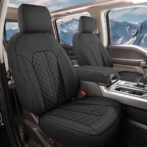 Tecoom Tacoma Leather Seat Cover Front & Rear Custom Fit for 2016-2023 Toyota Tacoma Double & Crew Cab Pickup Truck Car Seat Covers Full Set Waterproof Car Seat Protector Cushion, Black