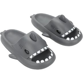 Bioworld Shark-Themed Men's Gray Single Molded Slide Sandals
