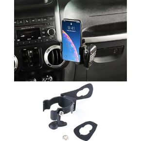 Savadicar JK Multi-Function Drink Cup Phone Holder, 3 in 1 Bolt-on Stand Bracket Organizer, Cell Phone Mount Compatible with 2011-2018 Jeep Wrangler JK JKU 2 & 4 Door, Interior Accessories, Black