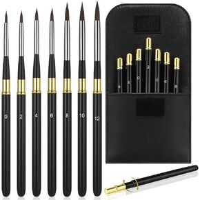 Gilprop 7 Pcs Travel Watercolor Brushes, Professional Travel Artist Painting Brushes, Detachable Portable Travel Watercolor Set for Watercolor Acrylics Ink Gouache Painting