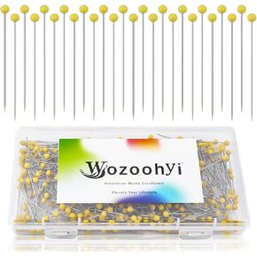 Sewing Straight Pins 400 PCS Quilting Pins,1.5inch Yellow Glass Ball Head Long Stick Pins for Dressmaker Sewing Project,Jewelry DIY Decoration,Fabric,Crafts (A-Yellow 400 PCS)