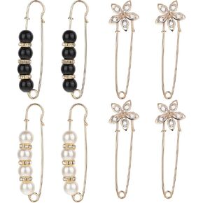 8 قطع دبابيس بروش اللؤلؤ دبابيس أمان كبيرة للملابس ومشابك شال سترة وبنطلون الخصر ودبابيس أمان فاخرة ودبابيس من أحجار الراين واللؤلؤ الصناعي ودبابيس أمان مزخرفة لفساتين النساء in Kuwait