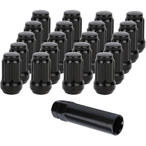 NPAUTO Black Lug Nut 12 x 1.25 Spline Tuner 19mm Hex 1.36" Replacement for Nissan Altima Maxima Armada Titan Xterra Frontier Pathfinder 350Z 370Z, Subaru Outback Legacy Forester Impreza, 20pcs + 1