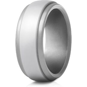 Truly Alpha Silicone Wedding Bands for Him - 8mm, Rubber Rings for Men | Flexible Silicone Ring Men | Brown, Grey Silicone Wedding Band Men | Mens Silicone Wedding Band | Safe Rubber Rings Men