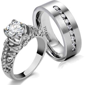 Couple Rings Matching Rings His Her Ring AAA CZ Women's Wedding Ring Mens Ring