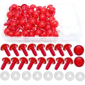 100Pcs Safety Eyes and Washers for Amigurumi Crochet - Thalinfayi 15mm Red Plastic Safety Eyes Crochet Craft Eyes for Amigurumi, Crafts, Crochet Doll DIY Making Supplies