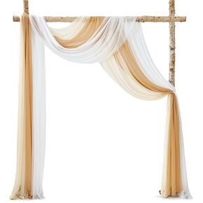 3 Panels Wedding Arch Draping Fabric, Tinge Time 30" x 20ft Gradient Blue Chiffon Fabric Drapery Sheer Backdrop Curtain for Wedding Ceremony Party Decoration,Wedding Arch Drapes for Wedding Ceremony