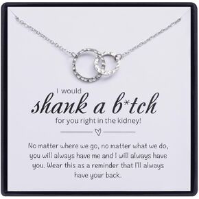 MIXJOY Funny Best Friend Friendship Gifts, Interlocking Circles Necklace Gift for Bestie Bff Sister Female Friends, Cheer Up Gift