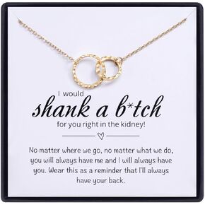 MIXJOY Funny Best Friend Friendship Gifts, Interlocking Circles Necklace Gift for Bestie Bff Sister Female Friends, Cheer Up Gift
