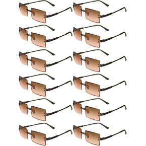 Geyoga 12 Pairs Square Sunglasses for Party Rectangle Rimless Glasses Colorful Transparent Eyewear for Costume Accessories