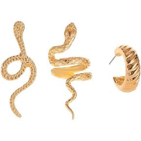 Vintage Snake Clip Earrings Set for Women Gothic Snake Hoop Earrings Serpent Clip On Wrap Earrings for Teen Girls Cartilage Ear Crawler Earring