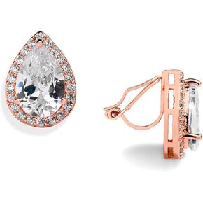 أقراط مارييل مرصعة بالكريستال والزركونيا المكعبة لحفلات الزفاف للنساء، 3 قيراط كمثرى CZ، مطلية بالذهب الوردي in Kuwait