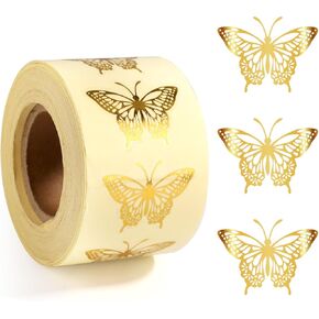 500pcs Butterfly Stickers, Gold Foil Butterfly Envelope Seal Stickers Self-Adhesive Butterfly Decals Spring Butterfly Labels Stickers for Invitation Card Gift Wrap Wedding Party Baby Shower