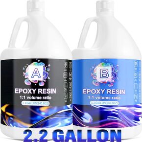 Epoxy Resin 2.2 Gallon Kit, Clear Resin Epoxy, 2.2 Gallon Resin Kit - High-Gloss,No Bubbles,Not Yellowing,Self-Leveling Art Resin Casting Resin for DIY Art,Crafts,Jewelry,Table Top,Wood &Resin Molds