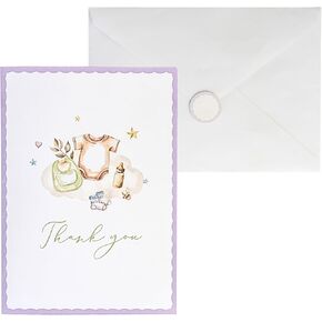 25 Pack Baby Shower Thank You Cards with Envelopes, Blank Cards and Envelopes, Baby Shower Card, Gender Neutral Thank You Cards Baby Shower Boy, Large Thank You Card for New Girl Baby Shower 5" x 7"