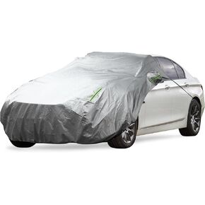 Front Half Car Cover Waterproof 264x120cm Outdoor Half Cover for Car Aluminum Film Cotton Silver Tone