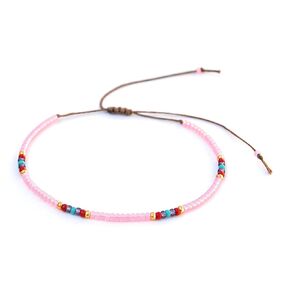 Beaded Anklet for Women, Boho Bohemian Native American Style, Unique Waterproof Pink Colorful Hippie Beach Anklet, Handmade by Tribes (S-M)