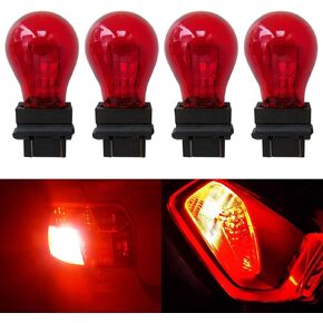 BLUE ELF 4 Pcs 3157 Red Light Bulbs Replacement for Stock/Damaged Back-up, Reverse, Interior Dome, High Mount Stop, Directional Signal, Front Rear Side Marker Lamp Bulbs