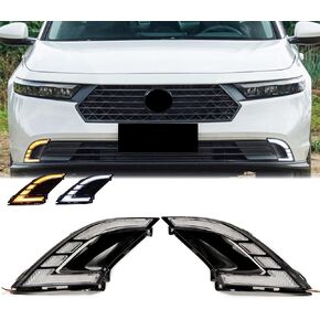 LED Front Bumper Fog Lights, Daytime Running Lights (DRL), Sequential Flash Turn Signal Lights Compatible with Honda Accord 11th Gen 2023 2024 LX EX EX-L Hybrid