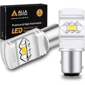 Alla Lighting 3800lm BAY15D 1157 Amber Yellow LED Bulbs Turn Signal Lights, Xtreme Super Bright 2357 3496 1157NA 2057 ETI 56-SMD 12V for Cars, Trucks Motorcycle Blinker Lamps Upgrade