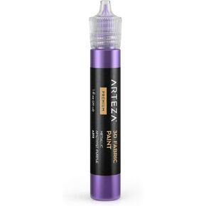 Arteza 3D Fabric Paint, Metallic Amethyst Purple A312, 1oz Tube, Washer & Dryer Safe Textile Paint for Clothing, Accessories, Ceramic, Glass & DIY Projects