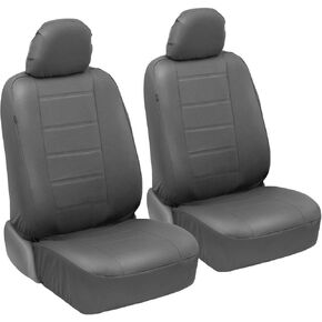 BDK carXS Gray Leather Car Seat Covers Front Seats Only, 4-Piece Faux Leather Seat Covers for Cars, Includes Front Seat Covers, Automotive Seat Covers for Trucks SUV