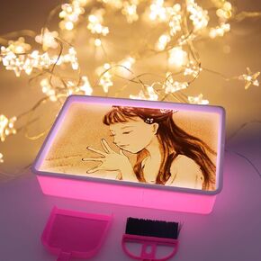 Yichushisu Kids Light Table|Shine Bright Light Box|Light Box/Table for Kids Manipulative|Light Up Sand Tray|Light Up Table for Kids|Sensory Light Table Accesories|3 Modes,10-Level Dimming16 (Pink)
