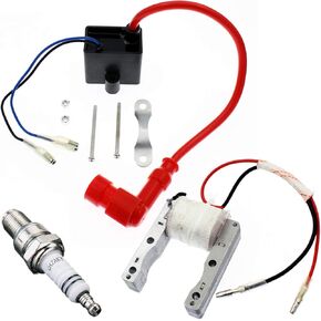 High Performance 2-Wire Magneto Coil Kit with CDI Ignition Coil Spark Plug Compatible for 49cc - 50cc 60cc 66cc 80cc 2-stroke Engines Motorized Bicycle Motor Bike ATV Quad Scooter
