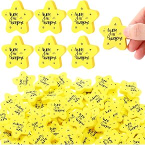 Spakon 100 Pcs Inspirational Star Erasers Bulk for Kids Mini Fun Erasers for Classroom Cute Star Shaped Erasers Motivational Rubber Erasers Gifts for Students School Prize Reward Christmas Party Favor