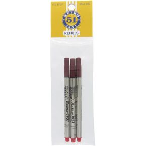 Retro 1951 Tornado Rollerball Refills, 3-Pack - Vibrant Red Capless Ink Cartridges, Smooth Writing, Long-Lasting