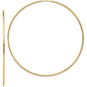 Large 14k Yellow Gold Continuous Endless Hoop Earrings, 1.2mm Tube