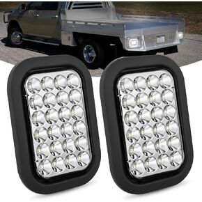 Nilight 5" X 3" Inch Rectangular Trailer Tail Light 2 PCS White 24 LED Back Up Reverse Light w/Flush Mount Grommets Plugs IP67 Waterproof for 12V Truck ATV UTV Trailer Bus RV Camper