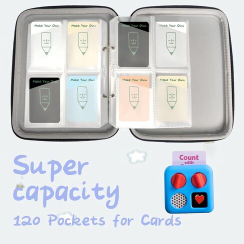 Card Case for Yoto cards 120 Pockets, Large Capacity Portable Folder with 2 Zipper and Carry Strap, Card Binder Holder with Sleeves for Travel (Grey) in Saudi Arabia