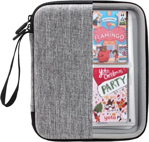 Card Case for Yoto cards 120 Pockets, Large Capacity Portable Folder with 2 Zipper and Carry Strap, Card Binder Holder with Sleeves for Travel (Grey) in Saudi Arabia