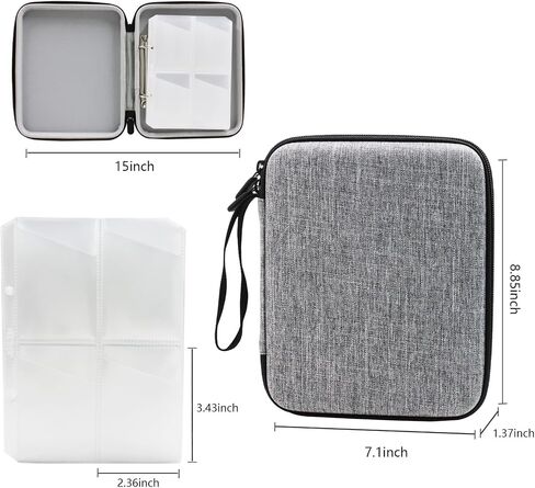 Card Case for Yoto cards 120 Pockets, Large Capacity Portable Folder with 2 Zipper and Carry Strap, Card Binder Holder with Sleeves for Travel (Grey) in Saudi Arabia