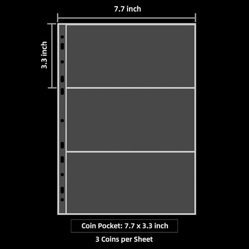 3 جيوب لأكمام مجموعة العملات، 10 أوراق صفحات تجميع ورق النقود القياسية ذات 9 فتحات للعملات والفواتير والمال والورق in Kuwait