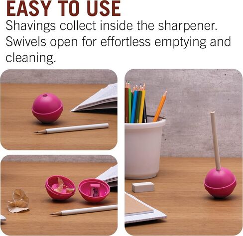 Monkey Business Lollypop Pencil Sharpener for Kids, Fun Manual Pencil Sharpener for Colored Pencils, Cute Pencil Sharpener for Girls and Boys, Student Stationery Supplies, Birthday Gift (Pink) in Saudi Arabia