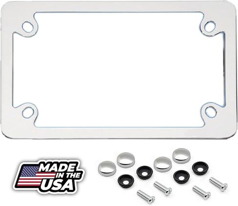 BLVD-LPF OBEY YOUR LUXURY Motorcycle Stainless Steel License Plate Frame Heavy Duty Including Mounting Hardware and Screw Caps (Matte Black) in Saudi Arabia
