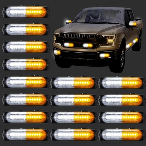 16 جهاز كمبيوتر شخصى مجموعة أضواء LED القوية 12 LED سطح جبل وامض الأضواء القوية مزامنة ميزة ضوء نحيف للغاية لشاحنة سيارة سيارة مصبغة صغيرة ضوء رئيس منارة الطوارئ أضواء التحذير من المخاطر in Kuwait