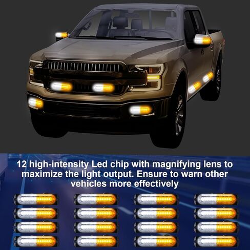 16 جهاز كمبيوتر شخصى مجموعة أضواء LED القوية 12 LED سطح جبل وامض الأضواء القوية مزامنة ميزة ضوء نحيف للغاية لشاحنة سيارة سيارة مصبغة صغيرة ضوء رئيس منارة الطوارئ أضواء التحذير من المخاطر in Kuwait