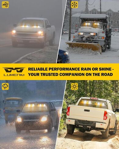 LUMENIX LED Emergency Dash Strobe Lights Bar w/Controller Front Windshield Visor Deck Safety Warning Flashing Traffic Caution Hazard Light for Construction Vehicles Work Trucks - White Amber in Saudi Arabia