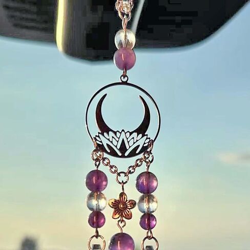Hanging Car Charm, Handmade Crystal Window Car Hanging Ornaments, Dangling Moon, Healing Crystal Accessories, Rearview Mirror Decorations - Protection, Love, Energy (Dragonfly Moon) in Saudi Arabia
