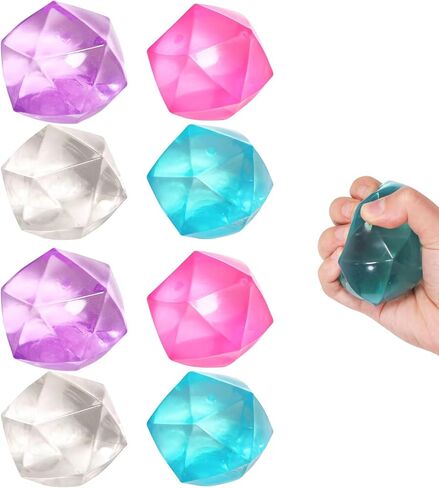 4pcs Mini Small 1.8inch Masonry Ice Squishy Stress Balls-Polyhedron Diamond Sugar Balls Slow Rise-Sensory Fidget Toy for Kids Gel Filled Classroom, Calming Toys Anxiety Children Teens (4pcs) in Saudi Arabia