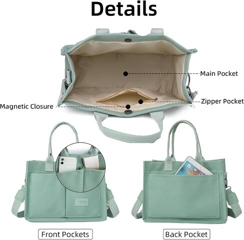 Canvas Tote Bag for Women Multi Pockets Crossbody Womens Tote Bags Trendy Satchel Handbag Everything Everyday Bag in Saudi Arabia