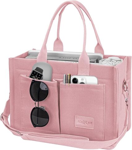 Canvas Tote Bag for Women Multi Pockets Crossbody Womens Tote Bags Trendy Satchel Handbag Everything Everyday Bag in Saudi Arabia