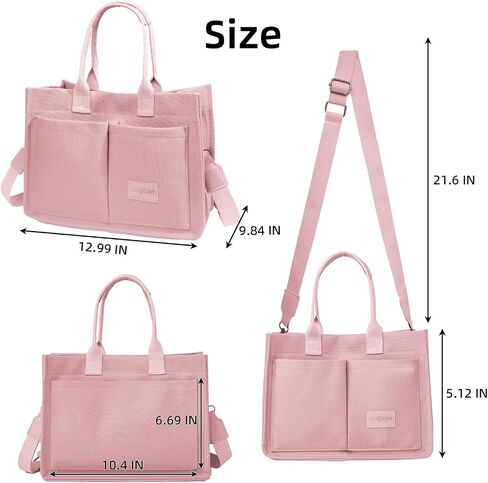 Canvas Tote Bag for Women Multi Pockets Crossbody Womens Tote Bags Trendy Satchel Handbag Everything Everyday Bag in Saudi Arabia